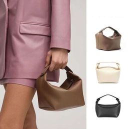 The Row Half Moon Bag In Smooth Leather Women Designer With Flat Shoulder Strap And Curved Zipper Closure Clutch Tote Suded Lining High quality women's bag