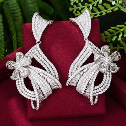 Dangle Earrings Missvikki OFFICE Lady Pearl Daily For Women Wedding Cubic Zircon Dubai Bridal Costume Jewelry Summer Party