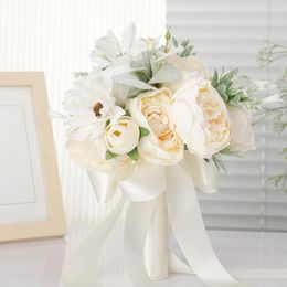 Decorative Flowers Handmade Wedding Bridal Bouquet Peony Rose Banquet Anniversary Bride Bridesmaid