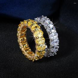 Cluster Rings Exaggerated 18K Gold Geometric Ellipses Complete Diamond Couple For Women Citrine Crystal Valentine's Day Gift Jewelry
