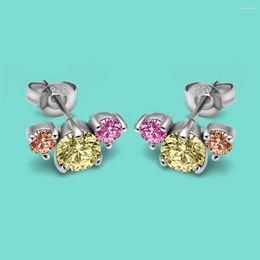 Stud Earrings 925 Sterling Silver Cute Wing Earring Three Colour Zircon Jewellery Anti Allergy Birthday Gift Party Club Ferrets