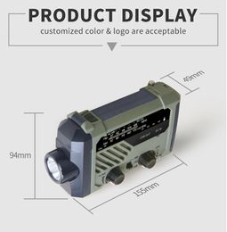 Radio Emergency Am/ Fm /noaa Radio, Hand Crank Battery Operated Solar Radio with Led Flashlight, Desk Lamp,2000mah Charger,sos Alert