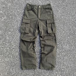 Vintage Streetwear Fashion Casual Loose Zipper Overalls Clothing Trousers Long Cargo Pants for Men