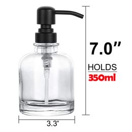 Feeding Glass Hand Soap Dispenser with Labels Bathroom/kitchen Lotion Soap Dispenser Clear Boston Stainless Steel Pump Shampoo Bottle