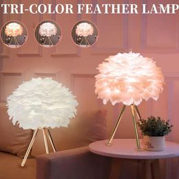 Table Lamps Modern Feather LED Lamp 3 Colours USB Charging Bedside Girls' Gift For Bedrooms/Living Room/Dining Room/Kitchen/el
