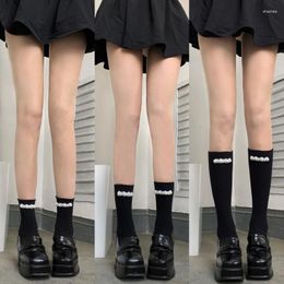 Women Socks Japanese Girl Gothic Harajuku Punk Handmade Pearl Streetwear Girls White Sweet Cute Fashion JK