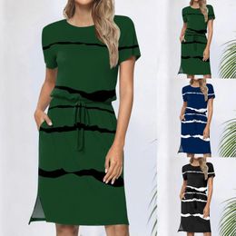 Casual Dresses Woman Summer Wear Women Striped Dress Sleeveless Halter Strap Flowy Boho With Pockets Sundress