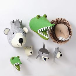 Plush Wall Stuff Baby Girl Room Decor Animal Heads Wall Hanging Decor For Children Nursery Bedroom Decoration Soft Instal Game House Stuffed Toy 230629