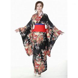 Japanese Traditional Girl Flower Geisha Kimono Vintage Women Stage Show Costume Cosplay Hell Girls Enma Women Sakura Suit1237Q