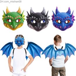 Party Masks Party Masks Dinosaur Wings for Kids Children Dragon Cosplay Costume Props Masquerade Birthday Carnival Halloween Show 230225 Z230630