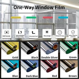 Sets Mirror Reflective Window Film One Way Vision Solar Window Tint Vinyl Glass Self Adhesive Control Film Privacy Sticker for Home