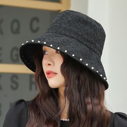 Women's Summer Hat Pearl Lace Fisherman's Hat Spring Summer Autumn Breathable Visor Hat Everything Goes Panama Women's Hat