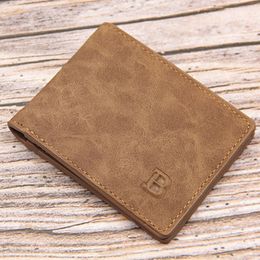 Vintage Frosted Men's Short Wallet Slim Card Wallet Man Multi Card Holders Small Male Coin Purses Business Money Clip