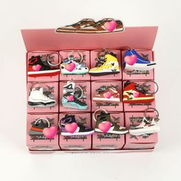 Atacado 12 peças de chaveiro de tênis caixa de sapato inclui chaveiro modelo de presente de papelão chaveiros de tênis embalagem caixa de joias sapato com chaveiro um conjunto