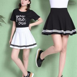Skirts Japanese School Uniform Pleated Women's 2023 A Line Short Skirt Pants Korean Style Elastic High Waist Stripe Mini