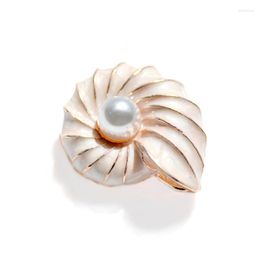 Brooches High Quality Conch Enamel Brooch Pins Fashion Jewelry Pearl Sea Snail Collar Scarf Sweater Clip Accessories Gift