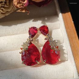 Stud Earrings Bilincolor Water Drop Flower For Women