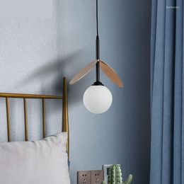 Pendant Lamps Nordic Simple Bedside Lights Bedroom Dining Room Lamp Personality Clothing Store Bar Single-ended Ball Glass Chandelier