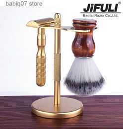 Razors Blades JiFULI - High Quality Classic Double Edge Safety Razor Men Manual Shaving Brush Holder Gift Set Shaver Blades T230630