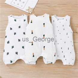 Clothing Sets Newborn Infant Baby Boys Girls Rompers Jumpsuits Playsuits Cotton Linen Muslin Sleeveless Toddler Baby Summer Clothing J230630