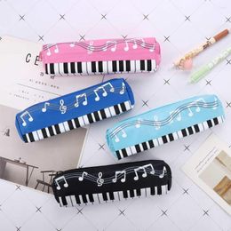 Creative Novelty Student Pencil Case Square Single Layer Oxford Cloth Pen Bag For Musical Note Piano Design Stationery Supplies