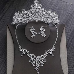 Necklace Earrings Set Luxury Sparkling Crystal Bridal Choker Tiaras Sets African Beads Wedding Jewelry