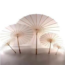 60pcs Bridal Wedding Parasols White Paper Umbrellas Beauty Items Chinese Mini Craft Umbrella Diameter 60cm G0630