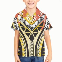 Men's Casual Shirts Polynesian Tribal Fijian Totem Tattoo Prints Kid Boy Children Loose Breathable Trendy Cool Fashion Hawaiian Beach Party