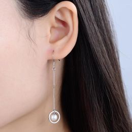 Dangle Earrings Pearl 925 Sterling Silver Drop For Women Sweet Fashion Long Style Ladies Christmas Birthday Gift Beautiful