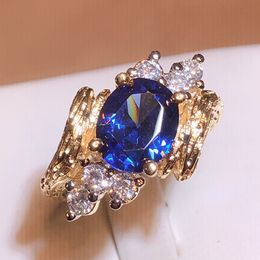 Sapphire Ring For Women 925 Stamp Jewellery With Gemstones Branch Vine Trendy Female Accessory For Party Wholesale Gift