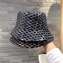 Women's Summer Hat Sequin Fisherman Hat Female Tide Brand Fashion Everything Black Basin Hat Small Brim Style Panama Women's Hat