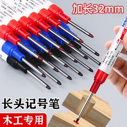 Markers 4PCS Long Nib Marking Marker Deep Hole Pen Extend Nose 32mm Black Blue Red Green Permanent Can add ink For Aluminium Glass 230629