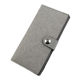 Wallet Men's Long Canvas Card Holder Magnetic Buckle Multifunctional Business Clutch Purse