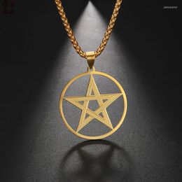 Pendant Necklaces Fashion Real 18k Gold Plated Pentagram Necklace Stainless Steel Women Jewelry Charm Silver