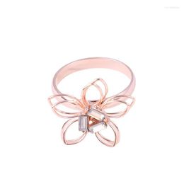 Cluster Rings Hollow Flower Women's Ring Dating Light Luxury Metal Jewellery Gift