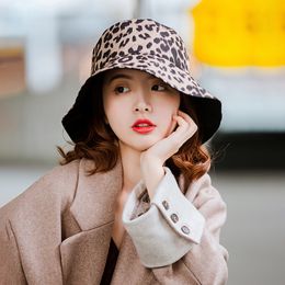 Summer Women's Sun Cap Double-sided Leopard Print Fisherman Hat Outdoor Leisure Sunshade Vintage Basin-Hat Sunscreen Bucket-hat