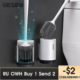 Toilet Brushes Holders GESEW Silicone TPR Toilet Brush and Holder Quick Drain Cleaning Brush Tools for Toilet Household WC Bathroom Accessories Sets 230629