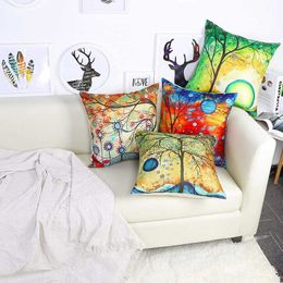 Cushion/Decorative Cushion Cover cm Cotton Linen Abstract Tree Cushion Cover Waist Throw Case for Home Sofa Bedroom Decoration
