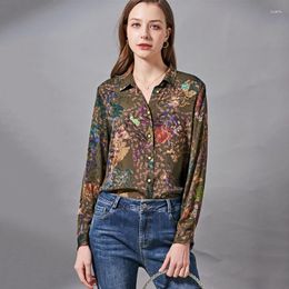 Women's Blouses Women's And Tops Silk Green Floral Printed Office Formal Casual Shirts Plus Large Size Spring Summer Sexy Haut Femme