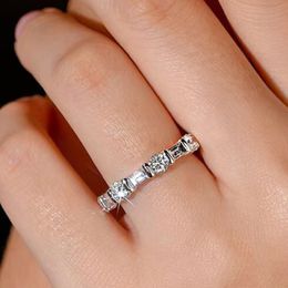 Huitan Fashion Women Finger Ring Silver Color Band Full with Crystal Cubic Zirconia Simple Stylish Girls Rings Statement Jewelry