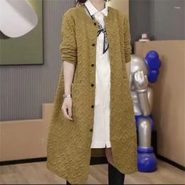 Women's Trench Coats Yellow Over Ther Knee Spring And Autumn 2023 Fashion Thin Long Casual Loose Coat Windbreaker Solid Color