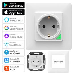 Frame Tuya Smart Wall Socket Wifi Power Plug, Smartlife App, Works with Alexa, Google Home, Alice, Smart Things Smart Home, 16a