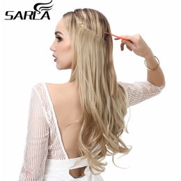 Synthetic Wigs Hair No Clips Fake Ombre Pink Blonde Brown Black Natural Wavy False Piece For Woman 230630