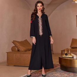 Ethnic Clothing Muslim Hooded Abaya Dress For Women Black Light Luxury Handmade Robe Moroccan Caftan Dubai Turkey Oman Arabic Eid