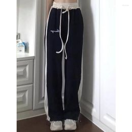 Women's Pants American Hip Hop Wide Leg Sports For Female Minority Design Sense Striped Casual High Waist Drop Feel Guard