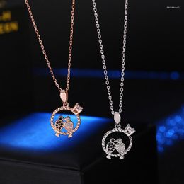 Pendant Necklaces Fashion Lovebird For Women White Gold Plated Rose Color Link Chain Jewelry Crystal Chokers