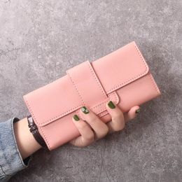 PU Leather Women Wallets Luxury Long Hasp Fold-over Pattern Coin Purses Female Brand Solid Colours New Thin Clutch Phone Bag