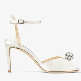 Elegant Brand Sacora Women White Pearl Sandals Shoes V-cut Peep Toe Stiletto Heels Floaty Pumps Dress Party Bridal Lady Sandalias77