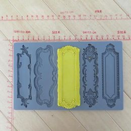 Baking Moulds Mould Silicone Fondant Moulds Vintage Art Decor Object Labels Five Pattern Food Grade Rubber PRZY 001