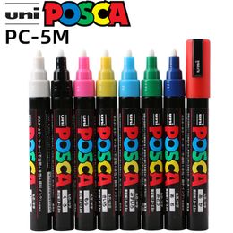 Markers 1pcs UNI Posca Marker Pen PC-5M POP Poster Water-based Advertising Mark Graffiti Pen 1.8-2.5mm Painting Brush Art Supplies 230629